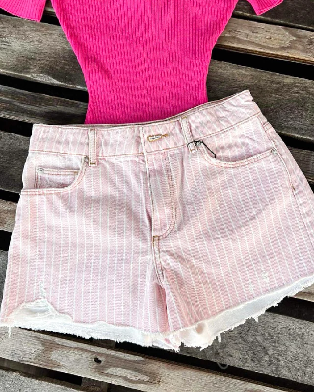 “KC” Teens Pastel Pink Strip Shorts Size: 13/14