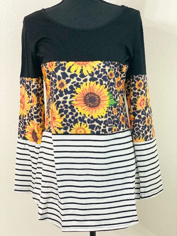 Sunflower Leopard Stripe Color Block Tunic