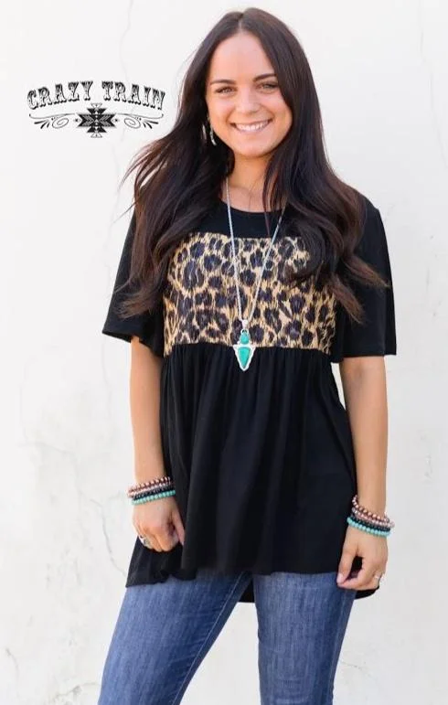 Whitney Wild Top Black and Leopard