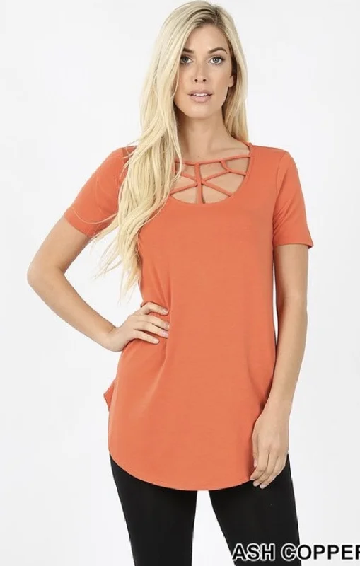 Women’s Ash Copper Caged Round Hem Top