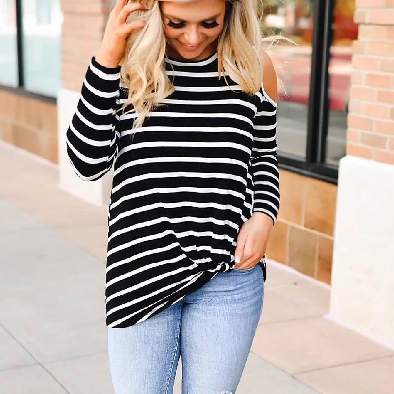 Women’s Striped Cold Shoulder top